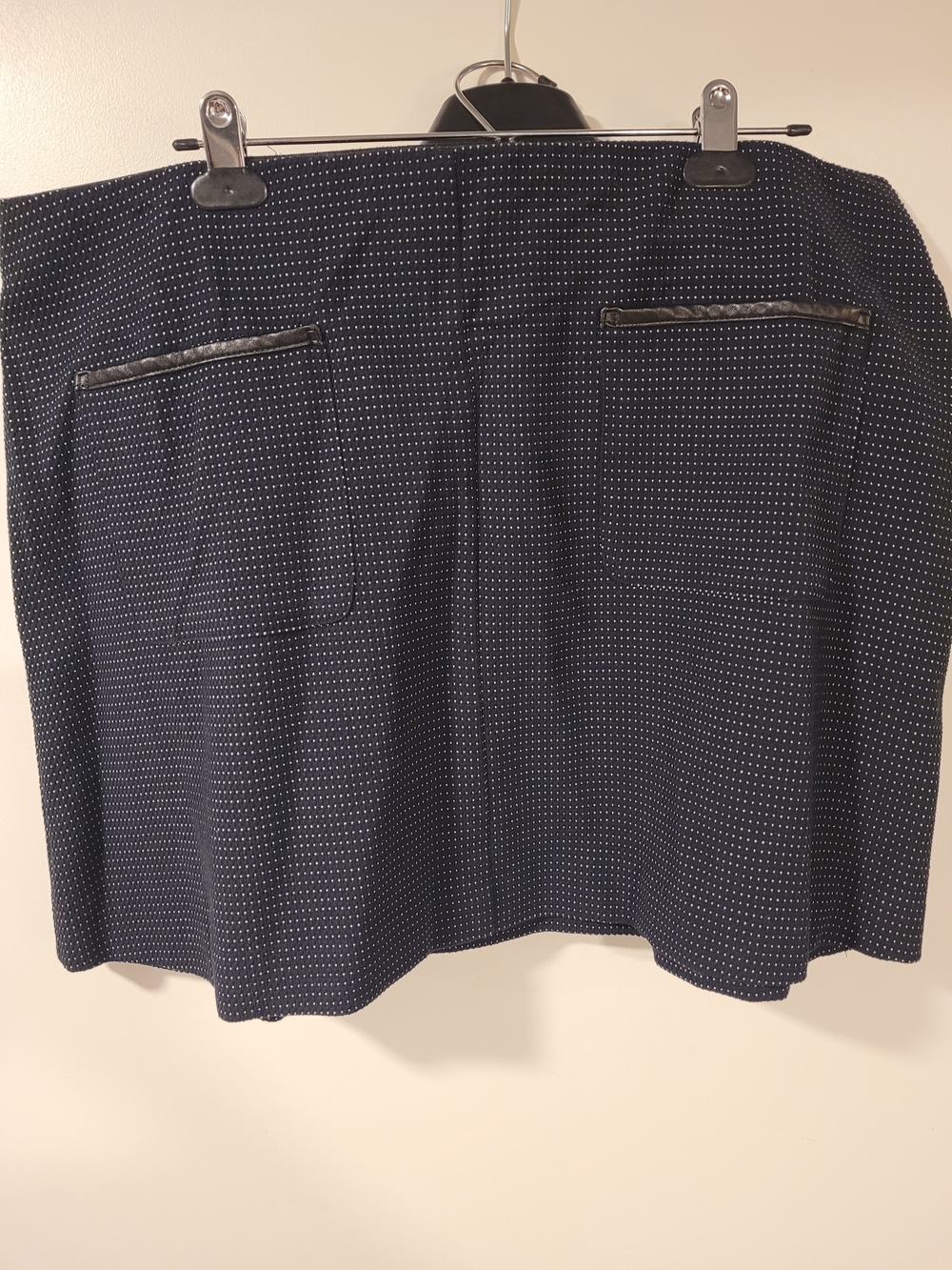 Elle Navy Mini Skirt with White Microdot Pattern
